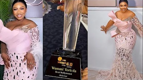 See Stunning Dress Worn by Wunmi Toriola as She Wins Best Yoruba Actress 2022 at Cool Wealth Awards