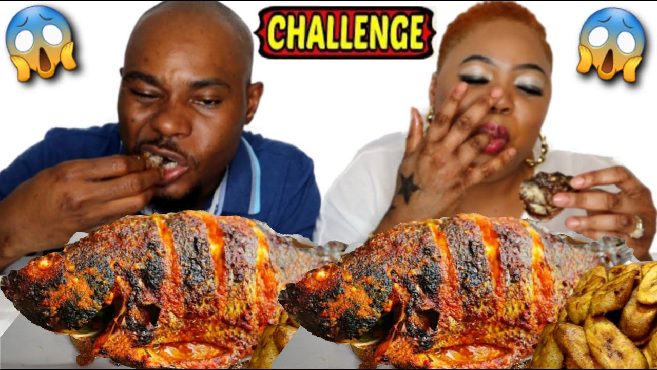 ASMR TASTY TILAPIA FISH WITH FRIED PLANTAIN AND PEPPER SAUCE CHALLENGE | AFRICAN FOOD