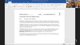 Cayuga County Committee Meetings - Ways & Means and Special Legislature