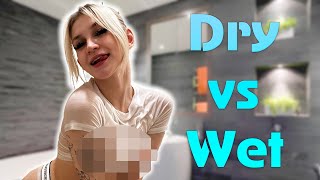 [4K] Wet vs Dry Transparent Clothing: See through Try on Haul