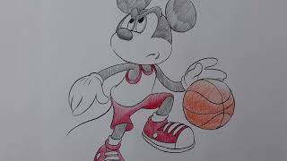 Let's Draw Mickey mouse playing basket ball | Easy drawing tutorial screenshot 4