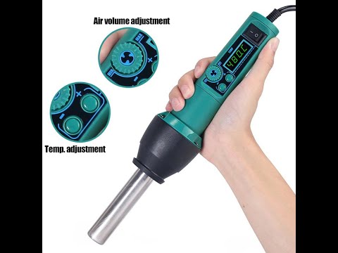 Термофен YIHUA 8858-I / РК-дисплей / цифрове регулювання / компактний / 120 л/хв / 100 - 480°C / 700 Вт, видео 1