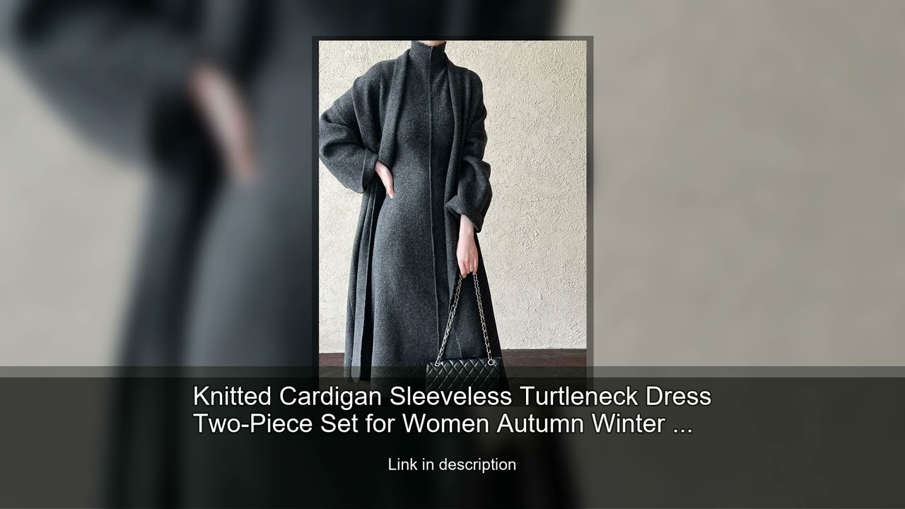 Knitted Cardigan Sleeveless Turtleneck Dress Two-Piece Set for Women Autumn Winter New Warm Mid