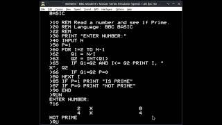 BBC Micro Emulator with BASIC - Prime Numbers. Thanks for watching.