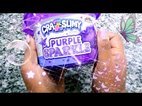 SATISFYING ASMR PLAYING WITH PURPLE SPARKLE SLIME SO MUCH FUN!! - YouTube