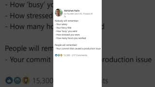 Nobody Remembers Your Salary, Only Your Production Error Commit #developerlife #git  #shortsvideo