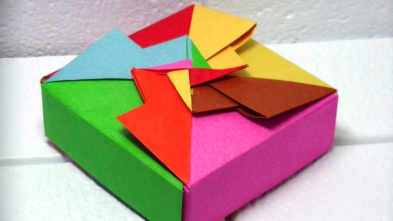 折り紙で箱とフタの作り方 各４枚計８枚で作れます Origami Gift Box Mr Coin Origami Channel１５ Youtube