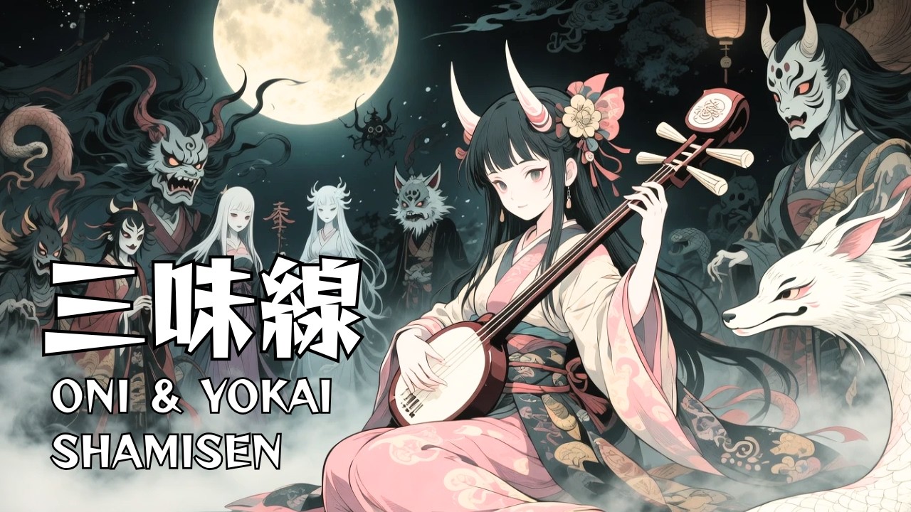 三味線//月下鬼姫 ― Moonlit Oni Princess 重低音三味線ダークロック//Shamisen/Japanese drums/ 【鬼姫 三味線】358