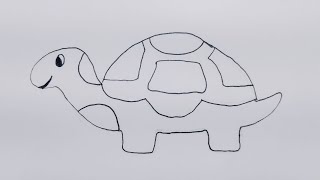 cara menggambar kura kura dengan mudah || how to draw a turtle easily