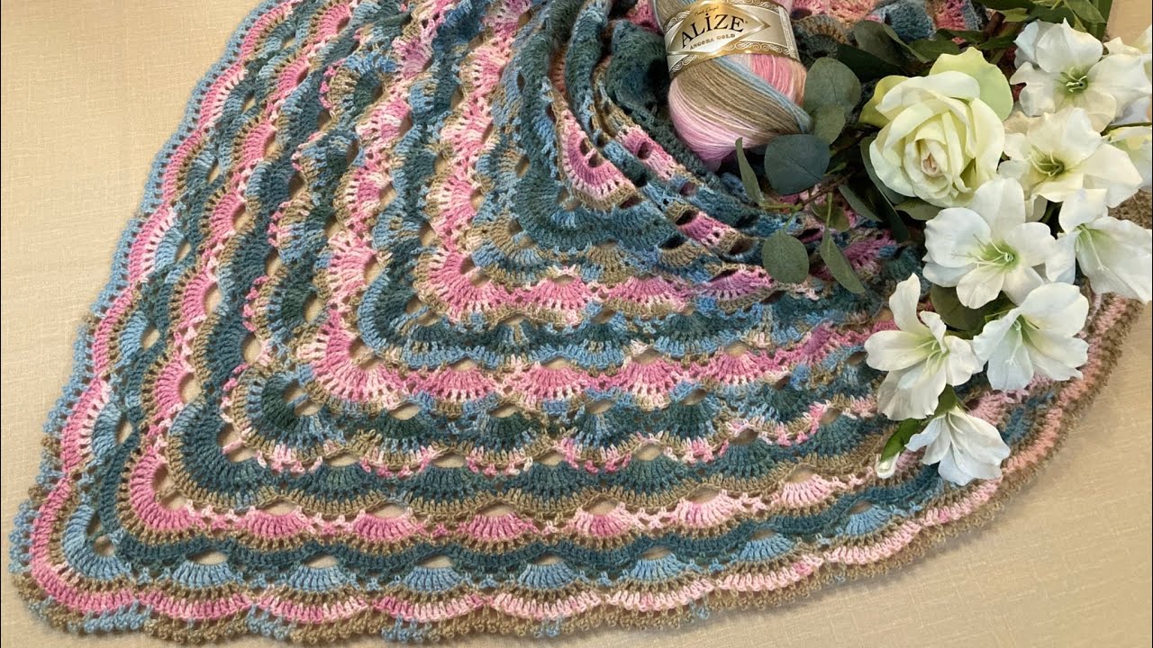 😍👍🧶🧣Crochet elegant lacy triangle shawl