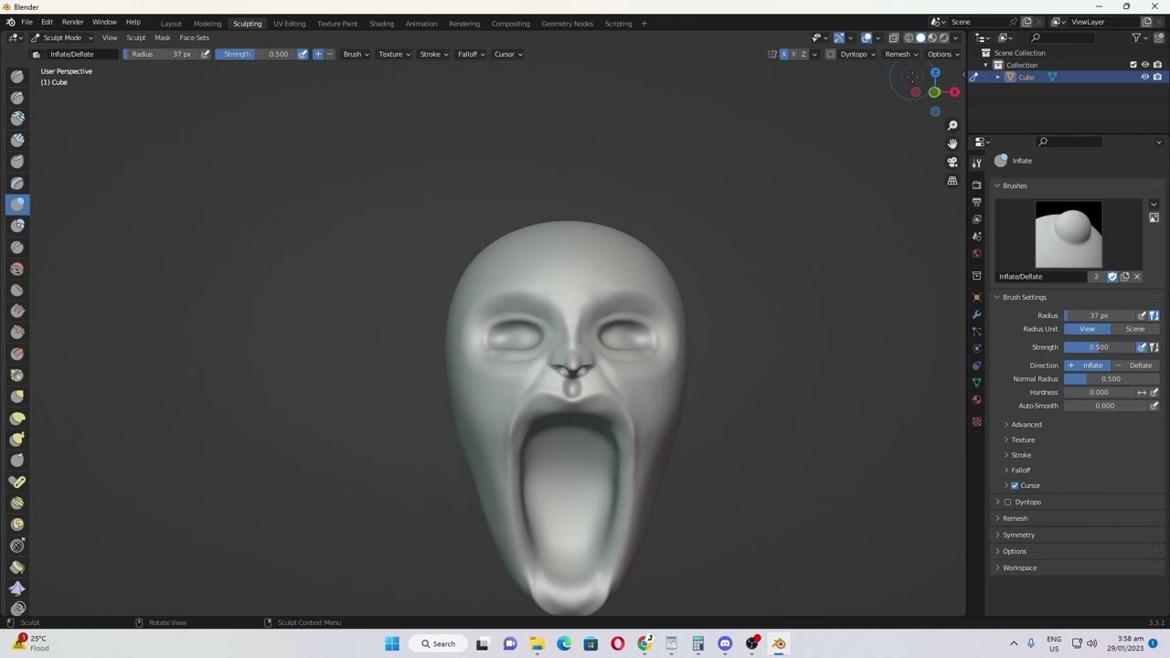 making a random fanmade mimic head in blender bc im bored