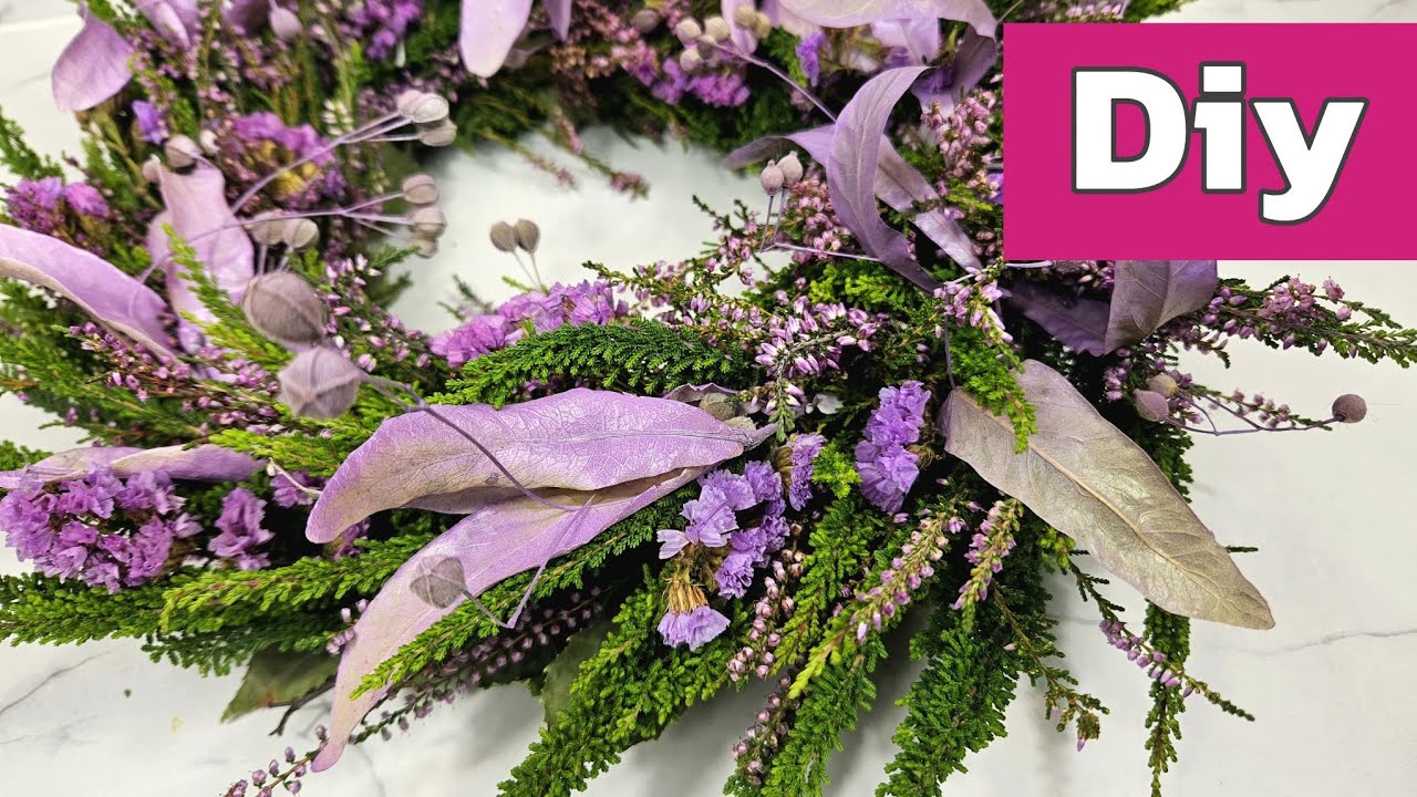 Jesienny wianek wrzosowy z lipą DIY - krok po kroku