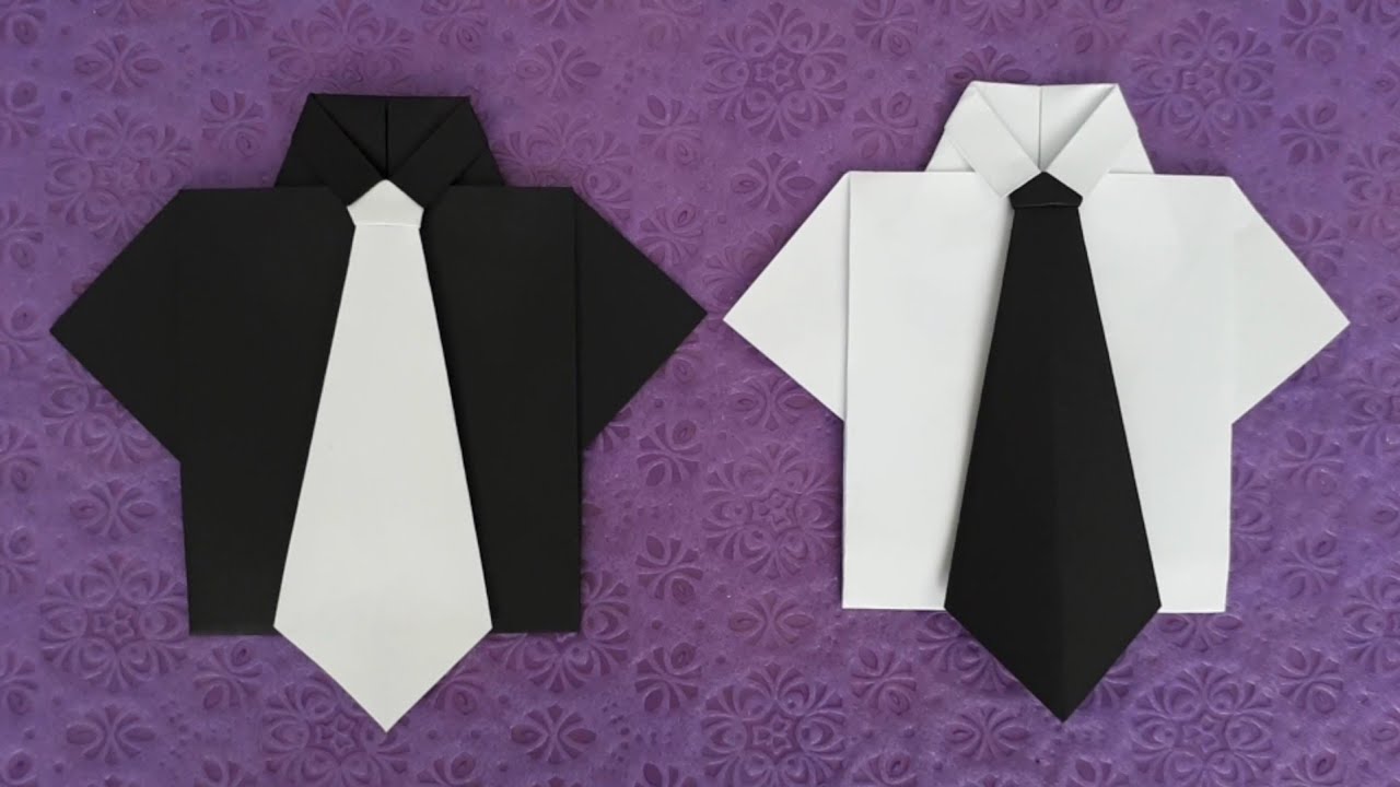 How to make a shirt and tie from paper. Origami paper shirt and tie ...