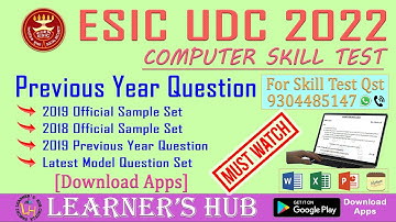 Previous Year Question Collection of ESIC UDC 2022 Computer Skill Test. [Model Set & Solution]