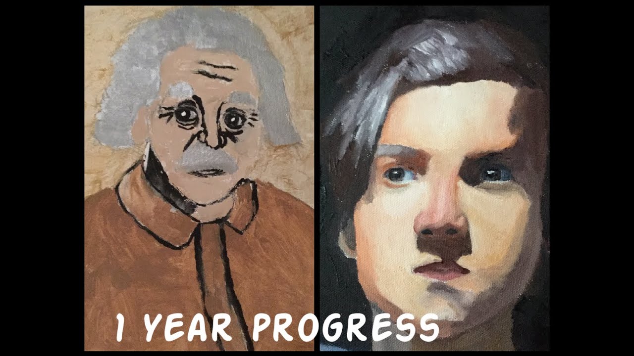 My painting progress 2019-2020 (1 year of hard work) - YouTube
