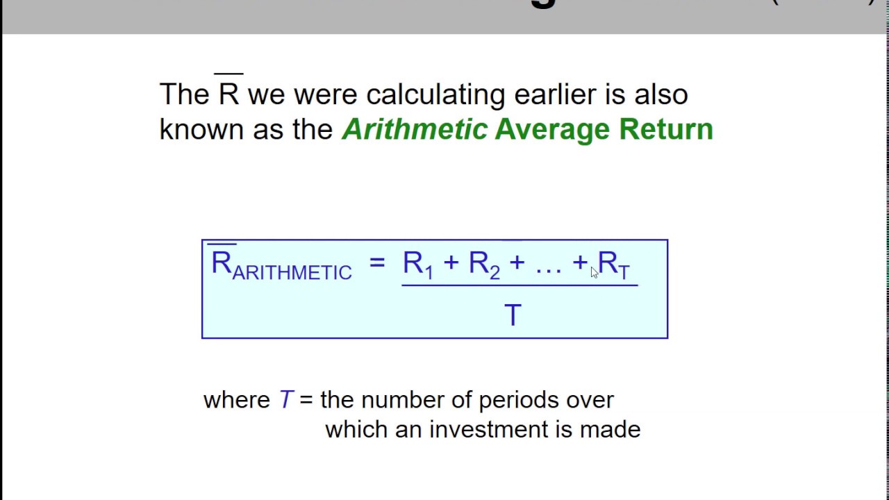 Mean return. Arithmetic calculation.