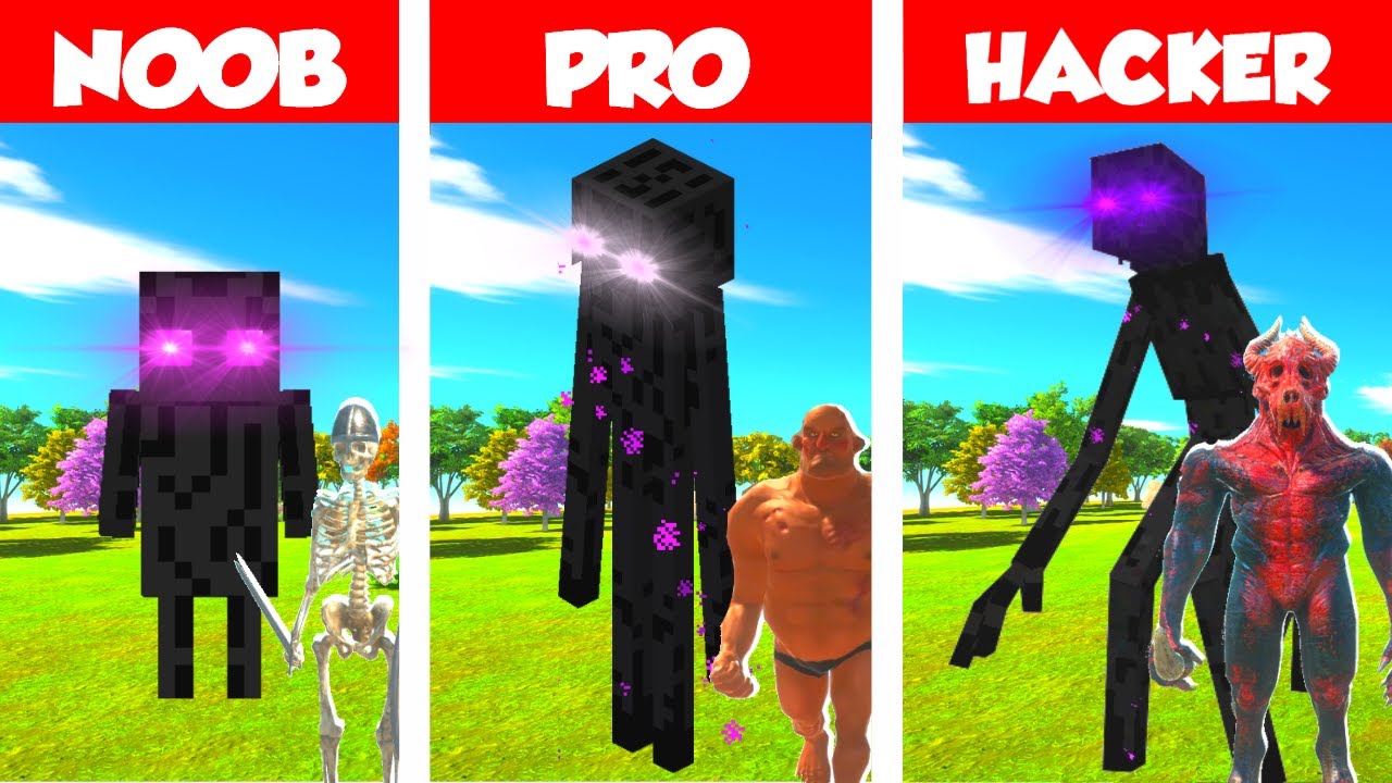 NOOB vs PRO vs HACKER: ENDERMAN CREATING CHALLENGE IN ANIMAL REVOLT BATTLE SIMULATOR