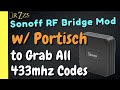 433mhz Sonoff RF Bridge using Tasmota and Portisch to scan Raw RF Codes for Zemismart Roller Shades