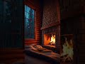 Cozy cabin bedroom with a fireplace and rainy window 🌧️🔥