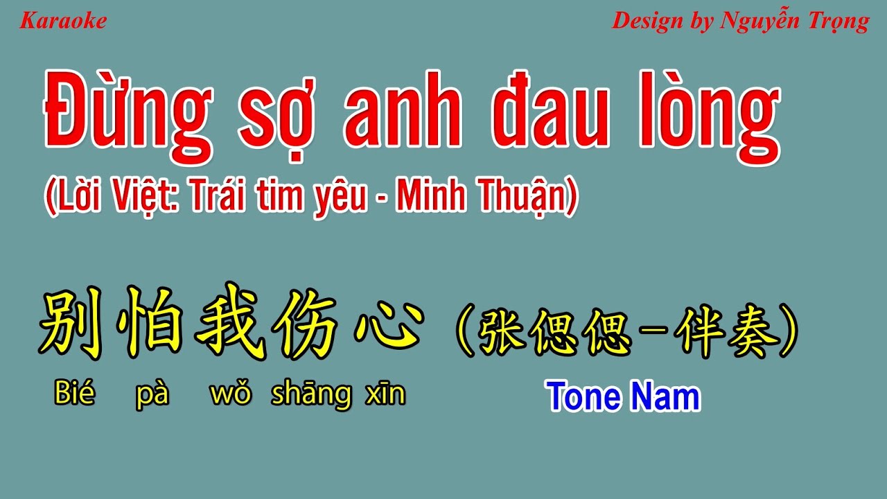 Karaoke - 别怕我伤心 - Đừng sợ anh đau lòng 张偲偲 (伴奏 + Tone Nữ)