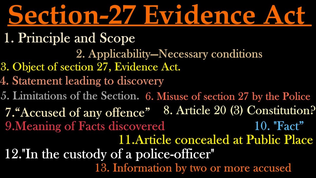 EVIDENCE ACT- SEC- 27 ONWARDS - YouTube