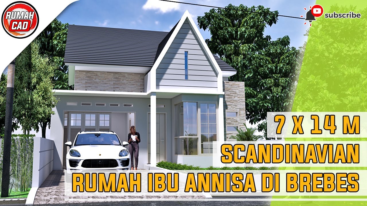 Desain Rumah 1 Lantai 7x14 M 3 Kamar Tidur Scandinavian 