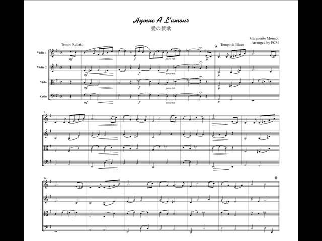 Image only] Chanson Hymne A L'amour, for string quartet