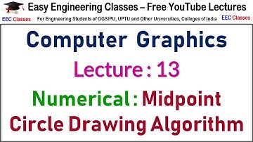 CGMM Lecture 13 : Solved Numerical on Midpoint Circle Drawing Algorithm : Hindi/English