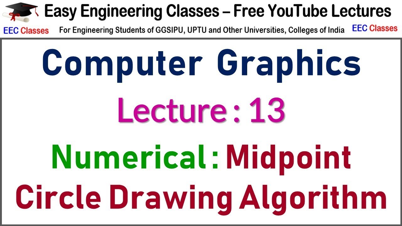 CGMM Lecture 13 : Solved Numerical on Midpoint Circle Drawing Algorithm ...