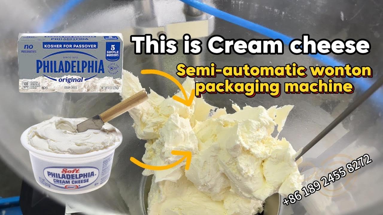 Semi automatic wonton packaging machine pack cream cheese