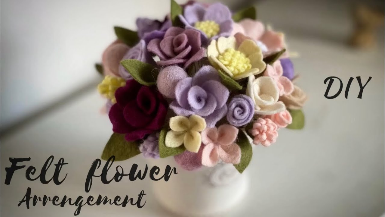 フェルトで作るアンティークフラワーアレンジ 縫わずに作るフェルトのお花のアレンジメントの作り方 Felt Flower How To Make Felt Flower Arrangement Youtube