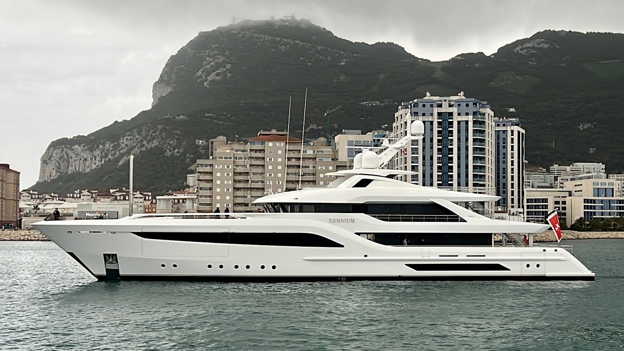 SOMNIUM, 55m Feadship Built Superyacht Docking In Gibraltar 4K