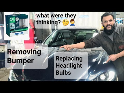 how to replace main dipped bulb on Jaguar XF 4K #facelift #worstdesign
