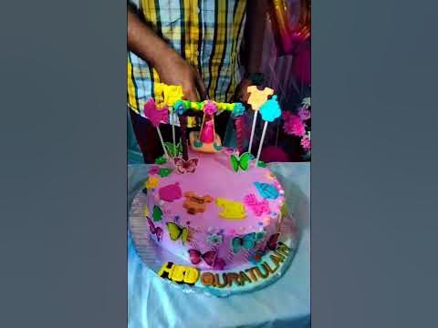 baby cake || birthday jhola cake / cream and fondant work cake - YouTube
