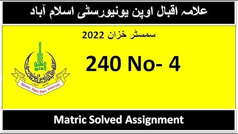 Matric 240 Code  Assignment No 4 Autumn 2022