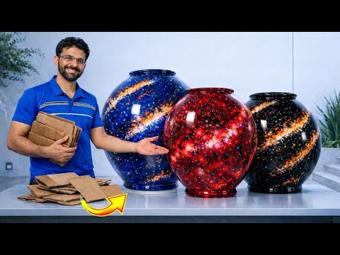 Making a galaxy flower vase at the lowest cost. Cardboard... 