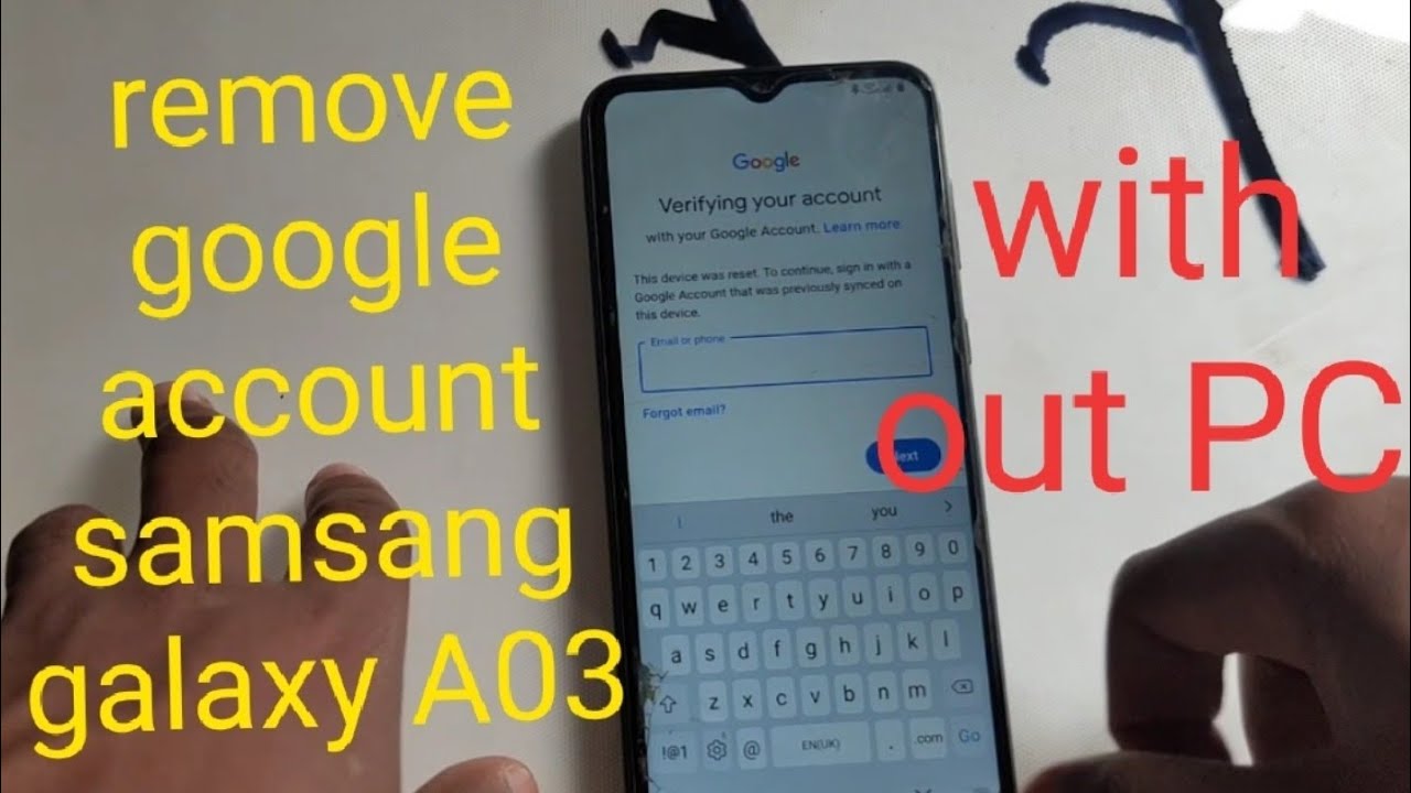 how to remove google account Samsung galaxy A03 cor - YouTube