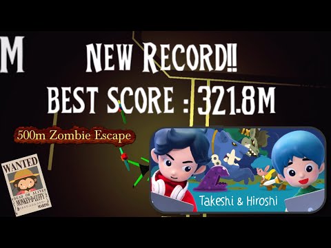 Takeshi and Hiroshi - 500m Zombie Escape Mini Game. Passed 300m | Apple Arcade