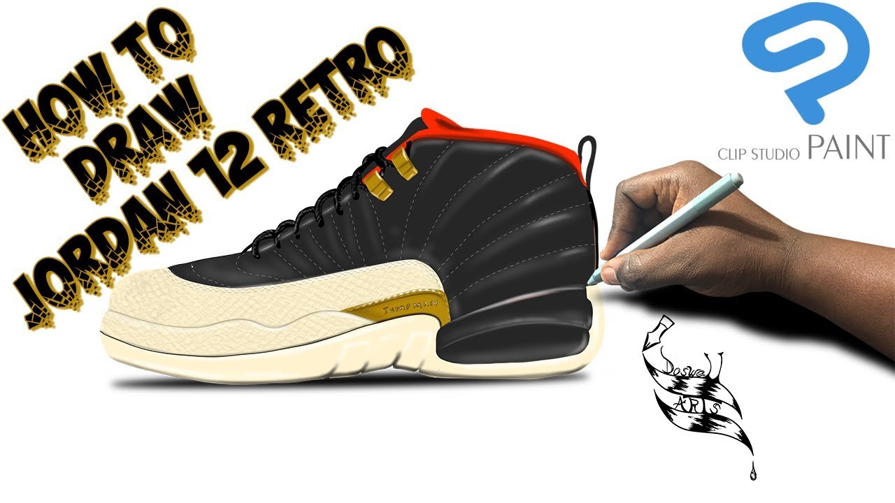 How to draw sneakers step by step (Air Jordans retro 12) - YouTube