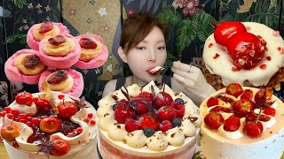 Asmr🍰Tomato-Shaped Cake🍰 (Soft And Waxy Sound) 크림丨먹방丨Mukbang丨Satisfying丨Eatings screenshot 5
