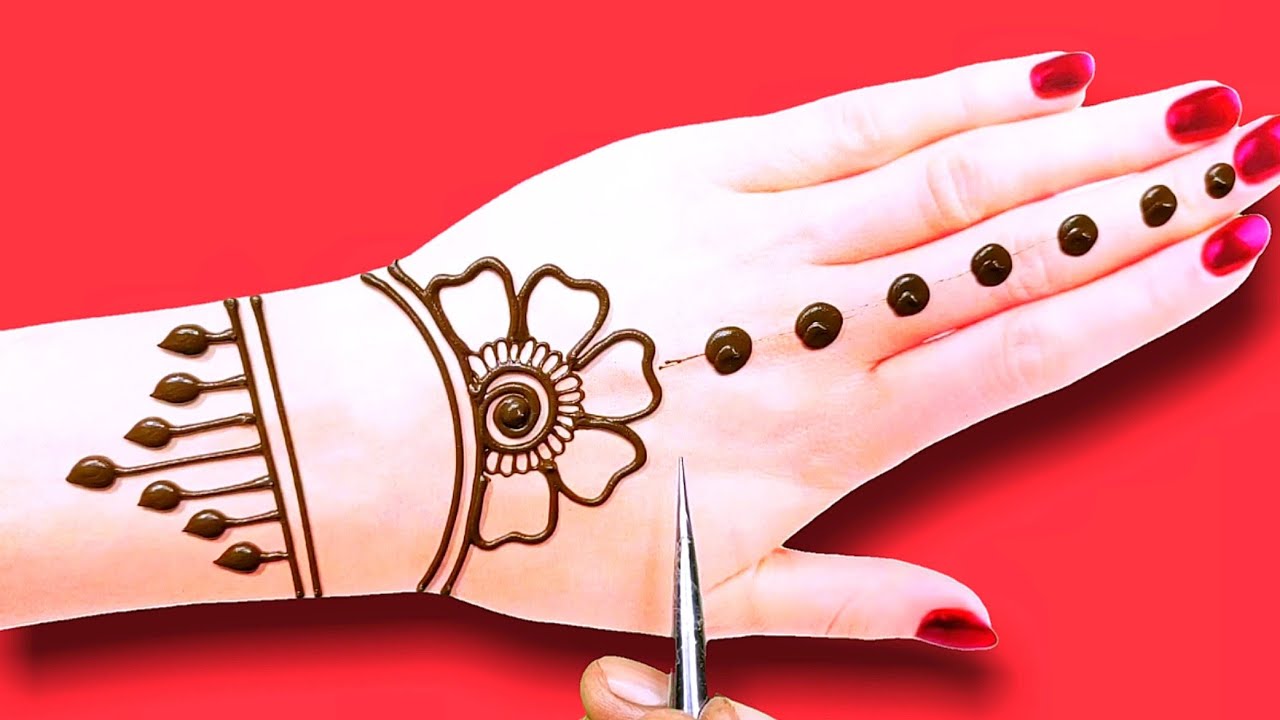 very easy and simple back hand Henna Arabic mehndi||रक्षाबंधन स्पेशल मेहंदी||easy henna design