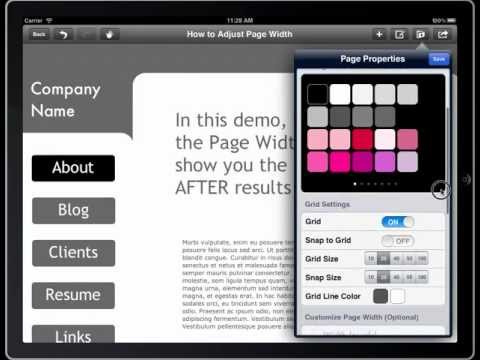 How to manually adjust page width - Creating Web Page with HTML Egg on the iPad