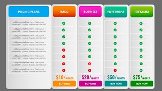 How to Create Pricing Table in PowerPoint | Pricing Plan