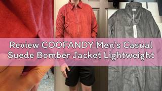 Review Coofandy Mens Casual Suede Bomber Jacket Lightweight Full Zip Up Jackets Vintage Faux Leathe