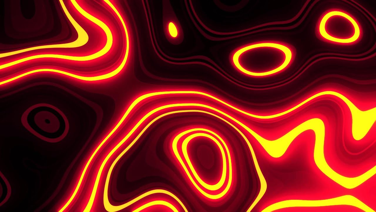 🎬 4K Заставка для Экрана – Абстрактные Неоновые Волны Красного и Жёлтого (Без Звука)