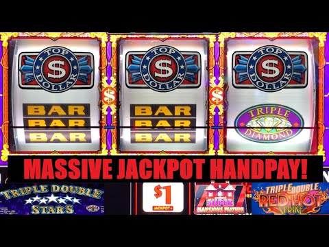 HUGE JACKPOT HANDPAY! Triple Double RED HOT STRIKE + Top Dollar + Triple Double Stars slots!