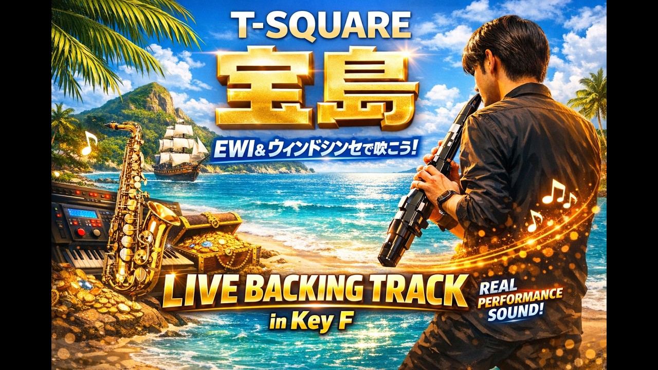 t-square 宝島 takarajima カラオケ key=F EWI backing track
