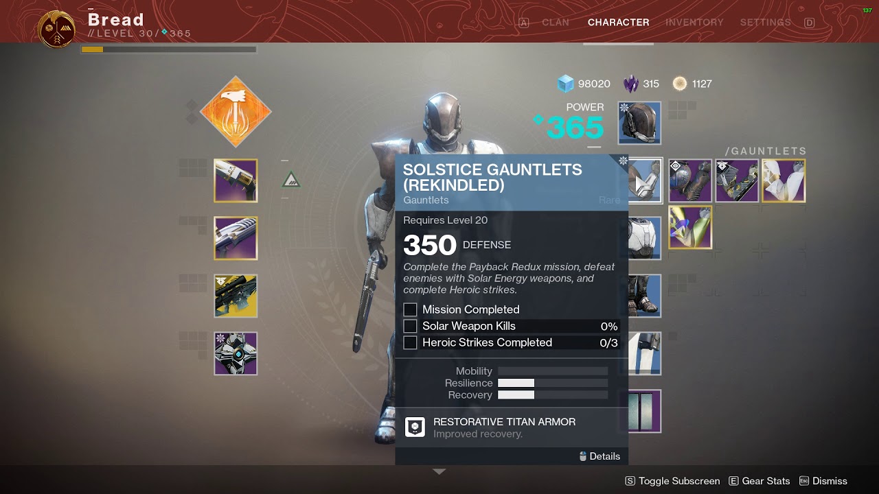 Solstice of Heroes Rare Titan Gear