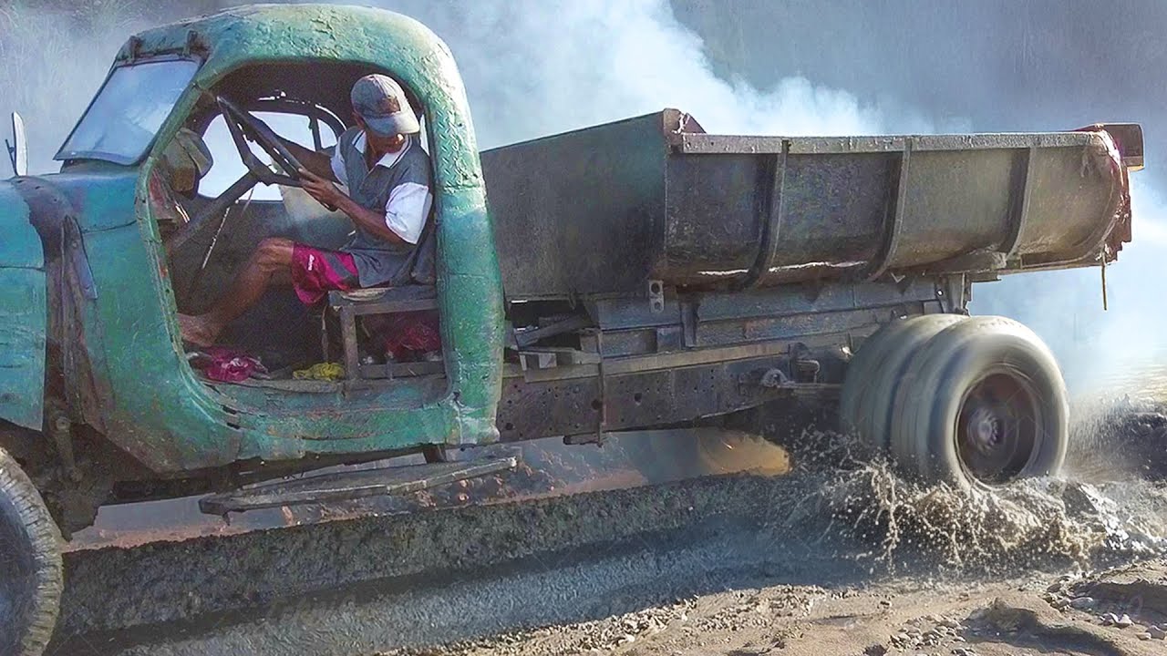 Riding an Old Rusty Soviet ZIL Truck Loaded With Tons of Rocks