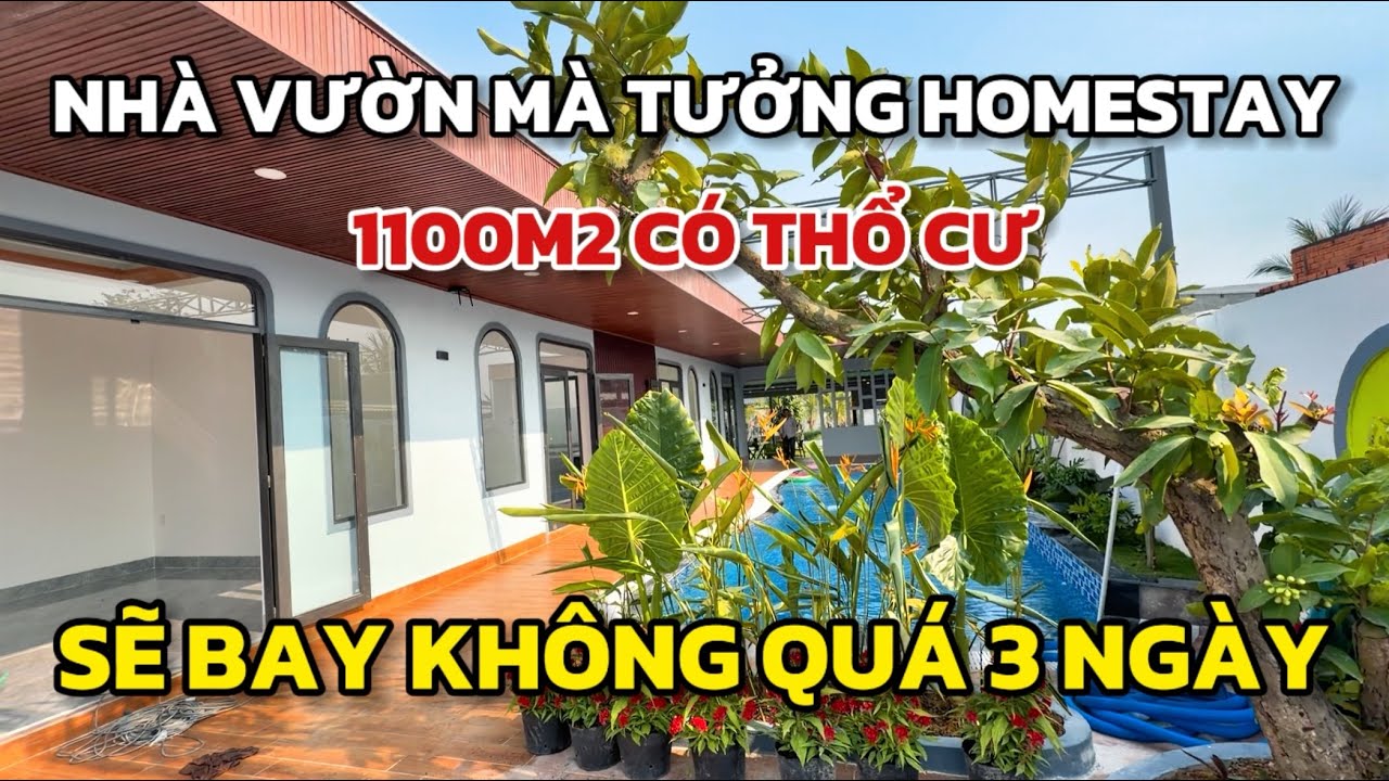 Nhà vườn nghỉ dưỡng rộng 1100m2 đất thổ, giá rẻ bán gấp, Long An giáp Bình Chánh gần trung tâm TPHCM